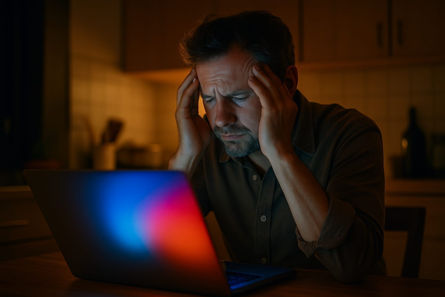Stressed small business owner reacting to suspended Google Business Profile